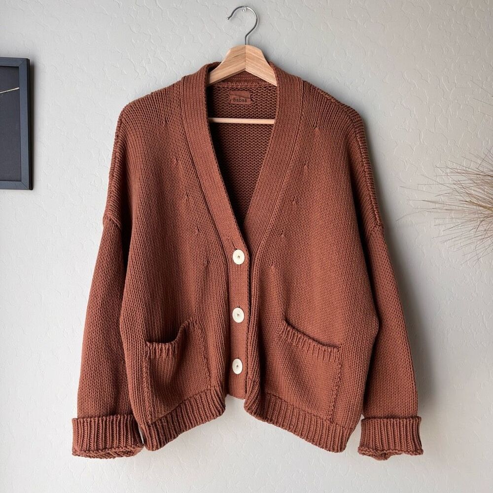 Babaa Cardigan No 22 Button Up Brown Cardigan Sweater OS